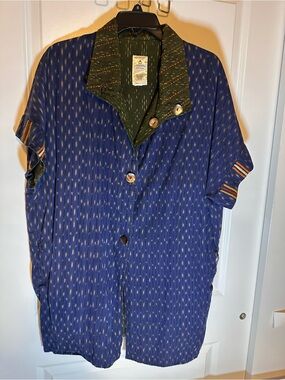 Dignity not Charity 100%cotton reversible Tunic blu/ green sz (1XL - 2XL )